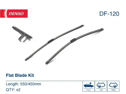 Щітка склоочисника К-Т БЕСКАРКАСНЫЙ / 550/450 MM / LHD/RHD -ua DENSO DF-120