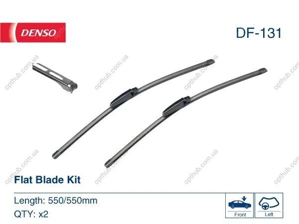 Щітка склоочисника К-Т БЕСКАРКАСНЫЙ 550/550 MM / LHD / AUDI A4-A6 2000-2008 -ua DENSO DF-131 (фото 1)