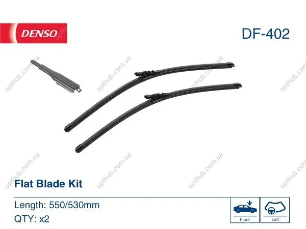 Щітка склоочисника К-Т БЕЗКАРКАСНИЙ / 550/530 MM / LHD / AUDI TT (8J) (06-14) 08/06-06/14 -ua DENSO DF-402 (фото 1)