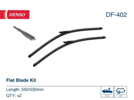 Щітка склоочисника К-Т БЕЗКАРКАСНИЙ / 550/530 MM / LHD / AUDI TT (8J) (06-14) 08/06-06/14 -ua DENSO DF-402