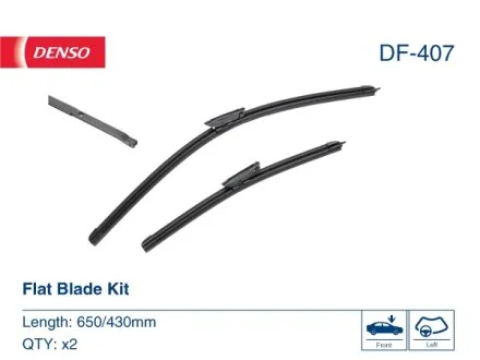Щітка склоочисника К-Т БЕЗКАРКАСНИЙ / 650/430 MM / LHD / CITROEN C4 CACTUS (14-) 09/14- -ua DENSO DF-407