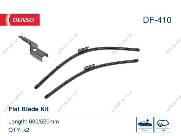 Щітка склоочисника К-Т БЕЗКАРКАСНИЙ / 600/520 MM / LHD / AUDI A5 (F5) (16-) 11/16- -ua DENSO DF-410 (фото 1)