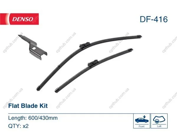 Щітка склоочисника К-Т БЕЗКАРКАСНИЙ / 600/430 MM / LHD / CITROEN BERLINGO (ER_, EC_) 07/21- -ua DENSO DF-416 (фото 1)