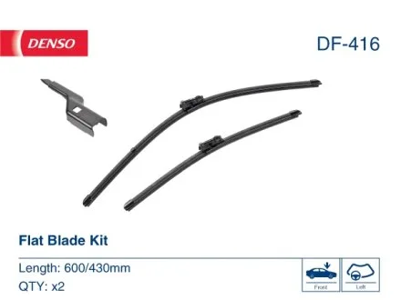 Щітка склоочисника К-Т БЕЗКАРКАСНИЙ / 600/430 MM / LHD / CITROEN BERLINGO (ER_, EC_) 07/21- -ua DENSO DF-416