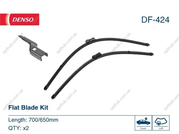 Щітка склоочисника К-Т БЕЗКАРКАСНИЙ / 700/650 MM / LHD / OPEL AMPERA-E (17-19) 05/17-03/19 -ua DENSO DF-424 (фото 1)