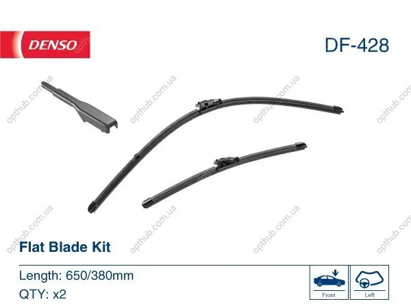 Щітка склоочисника К-Т БЕЗКАРКАСНИЙ / 650/380 MM / LHD / RENAULT CAPTUR I (J5_, H5_) 02/18- -ua DENSO DF-428 (фото 1)
