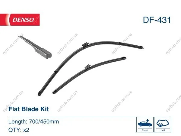 Щітка склоочисника К-Т БЕЗКАРКАСНИЙ / 700/450 MM / LHD / MERCEDES-BENZ V-CLASS (W447) (14-) 03/14- -ua DENSO DF-431 (фото 1)