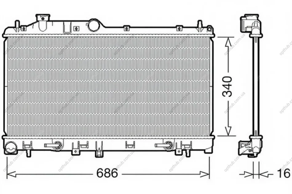 Радіатор охолоджування SUBARU LEGACY IV 2.0 I TURBO * AUT. 09/03- -ua DENSO DRM36009 (фото 1)