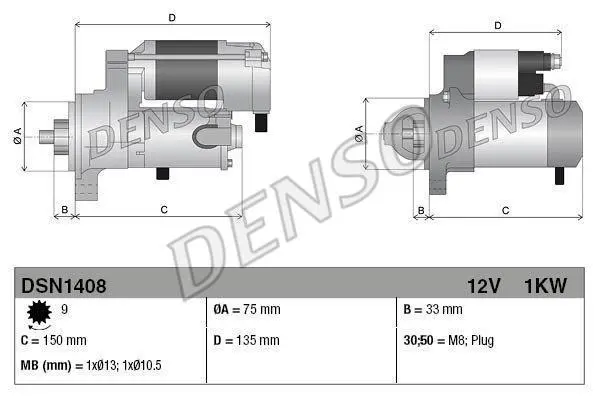 Стартер S6192 JP DENSO DSN1408 (фото 1)