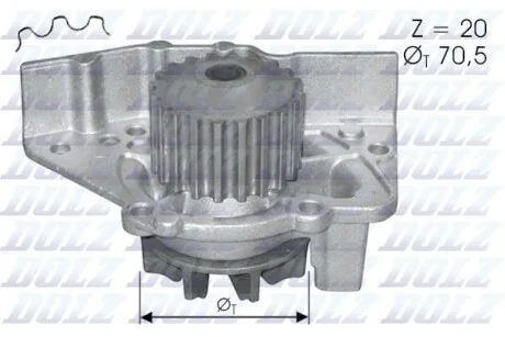 Помпа водяна CITROEN BERLINGO (M49) 1.9D 7/1996->12/2002 / PEUGEOT BOXER I 1.9D 2/1994->12/2001 / FIAT DU DOLZ C119