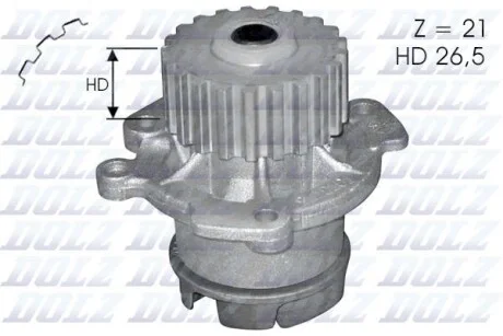Водяний насос Dolz LADA 2108 - 112 (квадрат.зуб) DOLZ L123