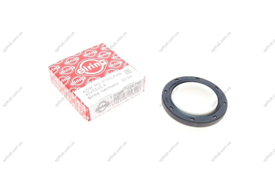 Кільце ущільнювача, колінчастий вал PSA 1,4HDI/1,6HDI 40x55x6,4 PTFE (вир-во Elring) ELRING 026.750 (фото 1)