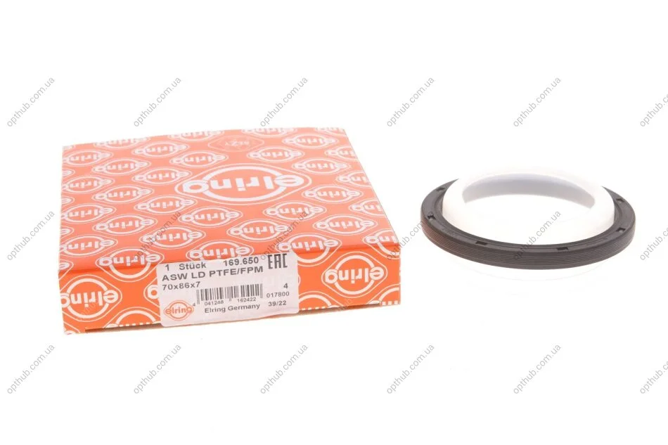 Сальник, колінчастий вал RENAULT 1,0/1,2 16V D4D/D4F 70x86x7 PTFE (вир-во Elring) C.I.U ELRING 169.650 (фото 1)
