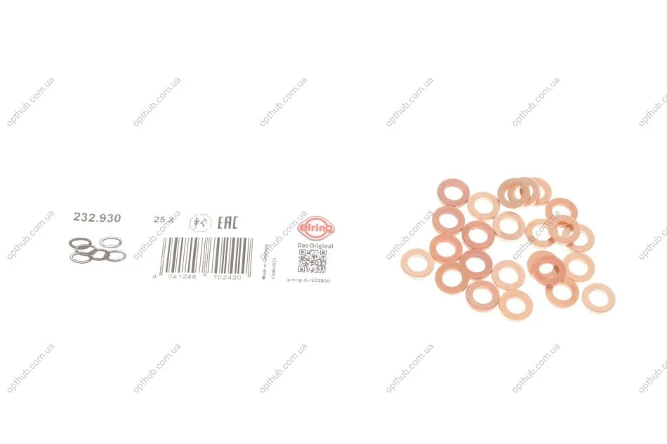 Прокладка форсунки ущільнююча VW Polo 1.2 TDI 09- (7x12.3x2) (opt-om) ELRING 232.930 (фото 1)