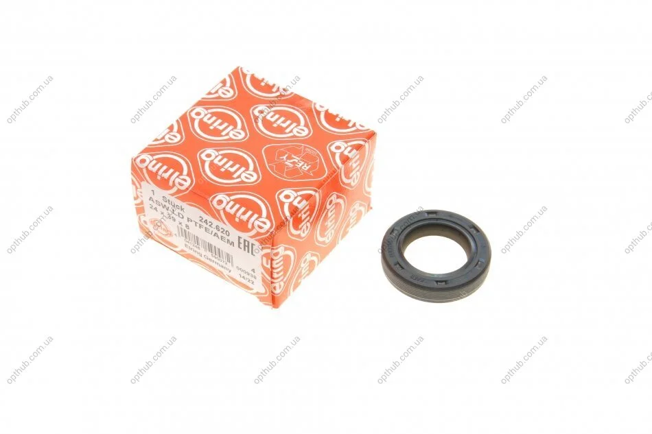 Кільце ущільнювача, розподільний вал VAG 24X39X8 ASW LD PTFE/AEM RWDR (вир-во Elring) ELRING 242.620 (фото 1)