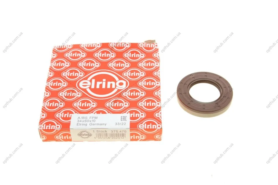 Ущільнення вала, розподільний вал FIAT 2,3 JTD F1AE 34*60*10 FPM (вир-во Elring) C.I.U ELRING 375.470 (фото 1)