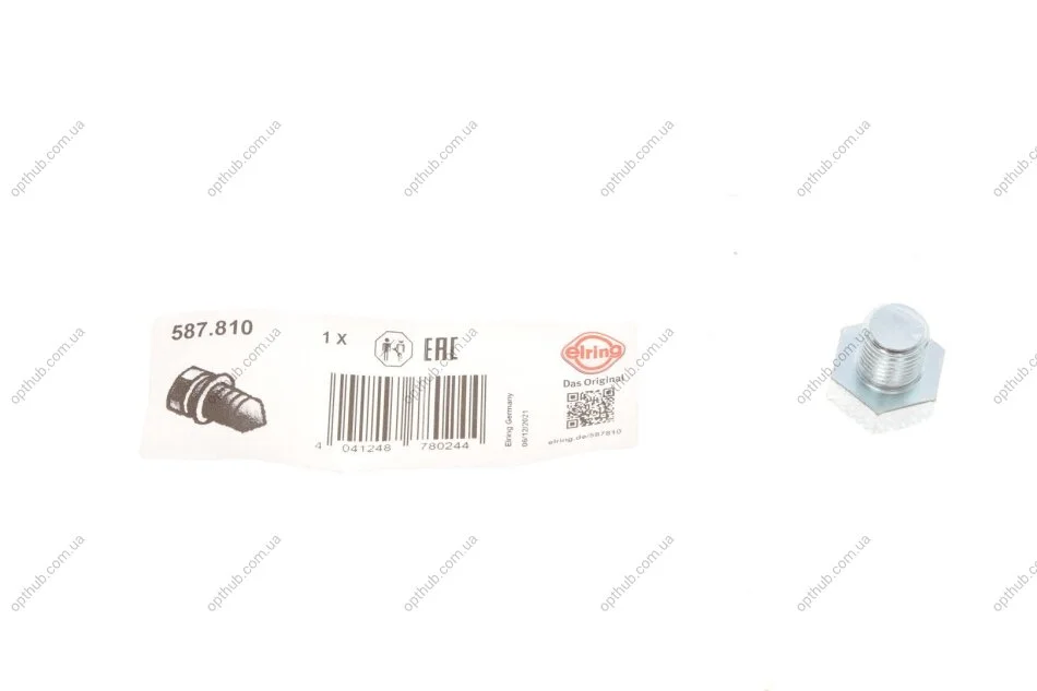 Болт слива оливы Opel Combo 1.7 CDTI01- (M14x1.5) UA63 ELRING 587.810 (фото 1)