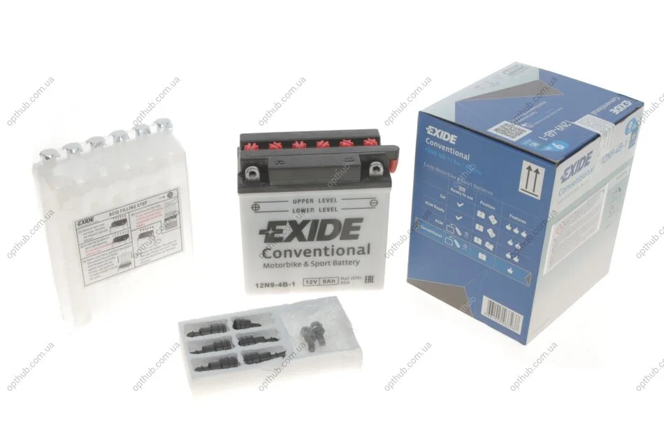 Акумулятор 9Ah-12v Exide (135х75х139) L, EN85 !КАТ. -10% C.I.U EXIDE 12N9-4B-1 (фото 1)