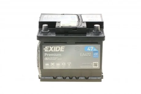 Акумуляторна батарея 47Ah/450A (207x175x175/+R/B13) Premium UA63 EXIDE EA472