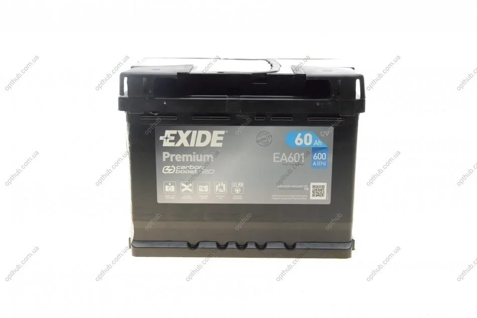 Акумуляторна батарея 60Ah/600A (242x175x190/+L/B13) Premium UA63 EXIDE EA601 (фото 1)