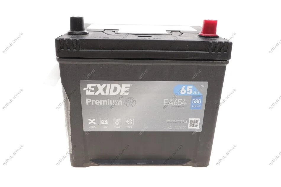 Аккумулятор 65Ah-12v Exide PREMIUM(230х173х222),R,EN580,Азия (тип крепления Korean B1) EXIDE EA654 (фото 1)