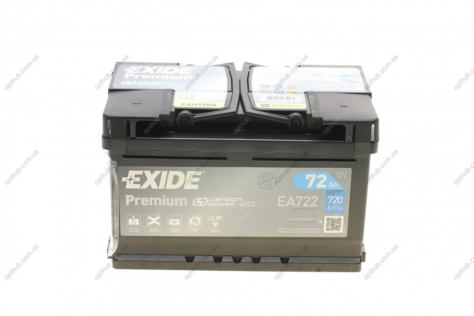 Акумулятор 72Ah-12v Exide PREMIUM (278х175х175), R, EN720 EXIDE EA722 (фото 1)