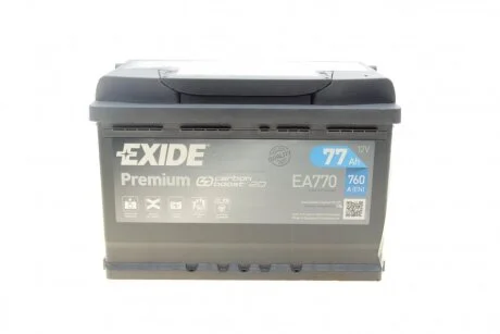 Акумуляторна батарея 77Ah/760A (278x175x190/+R/B13) Premium (opt-om) EXIDE EA770