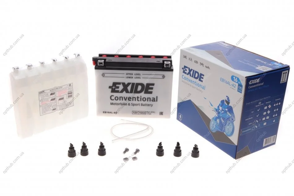 Аккумулятор 16Ah-12v Exide (205х70х162) R, EN175 EXIDE EB16AL-A2 (фото 1)