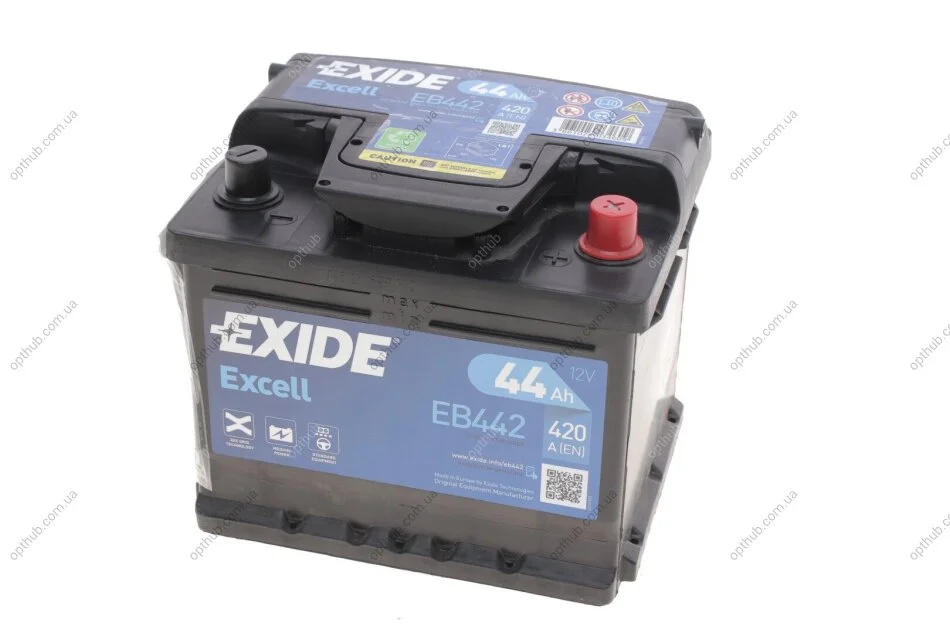 Акумуляторна батарея 44Ah/420A (207x175x175/+R/B13) Excell UA63 EXIDE EB442 (фото 1)