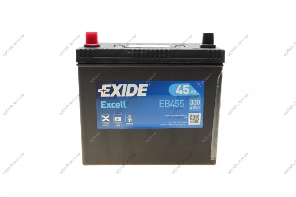 Акумуляторна батарея 45Ah/330A (237x127x227/+L/B00) Excell Азия UA63 EXIDE EB455 (фото 1)