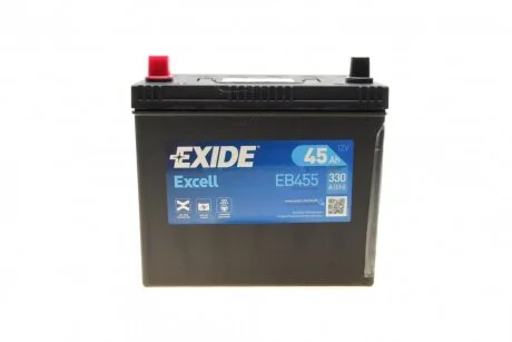 Акумуляторна батарея 45Ah/330A (237x127x227/+L/B00) Excell Азия UA63 EXIDE EB455