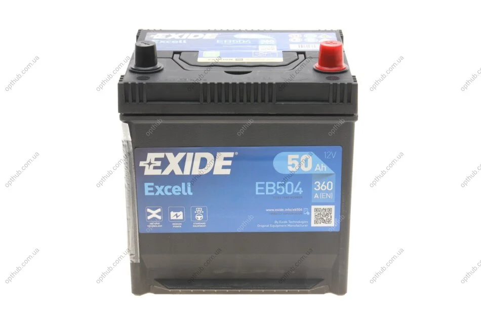 Акумуляторна батарея 50Ah/360A (200x173x222/+R/B1) Excell (Азия) UA63 EXIDE EB504 (фото 1)