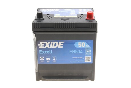 Акумуляторна батарея 50Ah/360A (200x173x222/+R/B1) Excell (Азія) UA63 EXIDE EB504