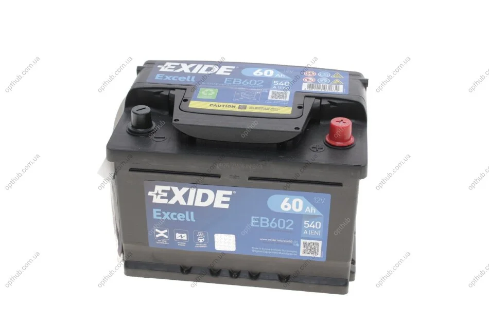 Акумуляторна батарея 60Ah/540A (242x175x175/+R/B13) Excell (opt-om) EXIDE EB602 (фото 1)