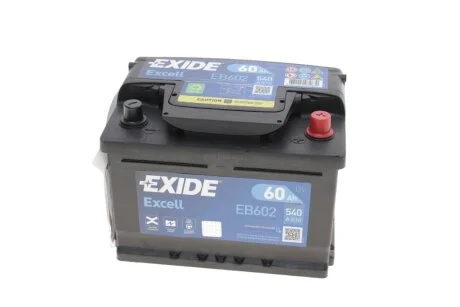 Акумуляторна батарея 60Ah/540A (242x175x175/+R/B13) Excell (opt-om) EXIDE EB602
