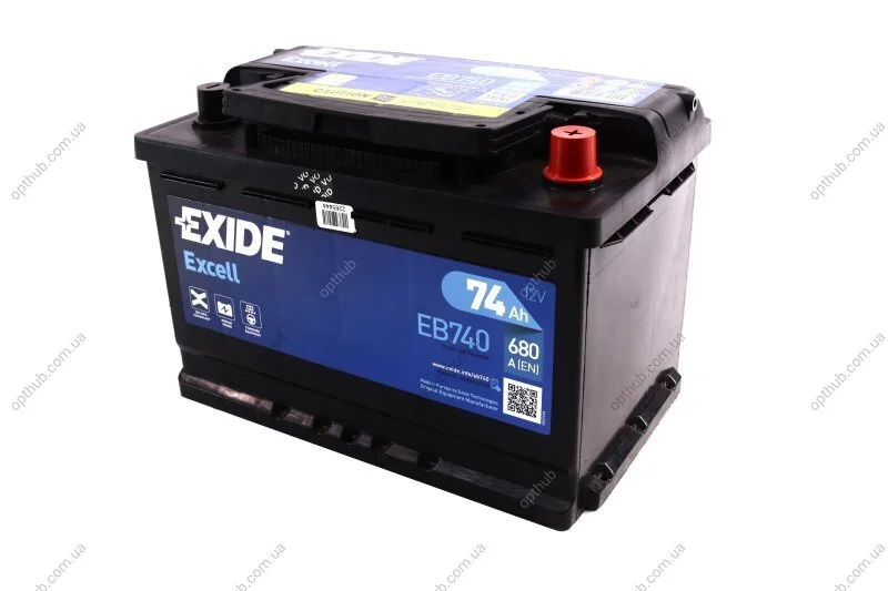 Аккумулятор 74Ah-12v Exide EXCELL(278х175х190),R,EN680 EXIDE EB740 (фото 1)