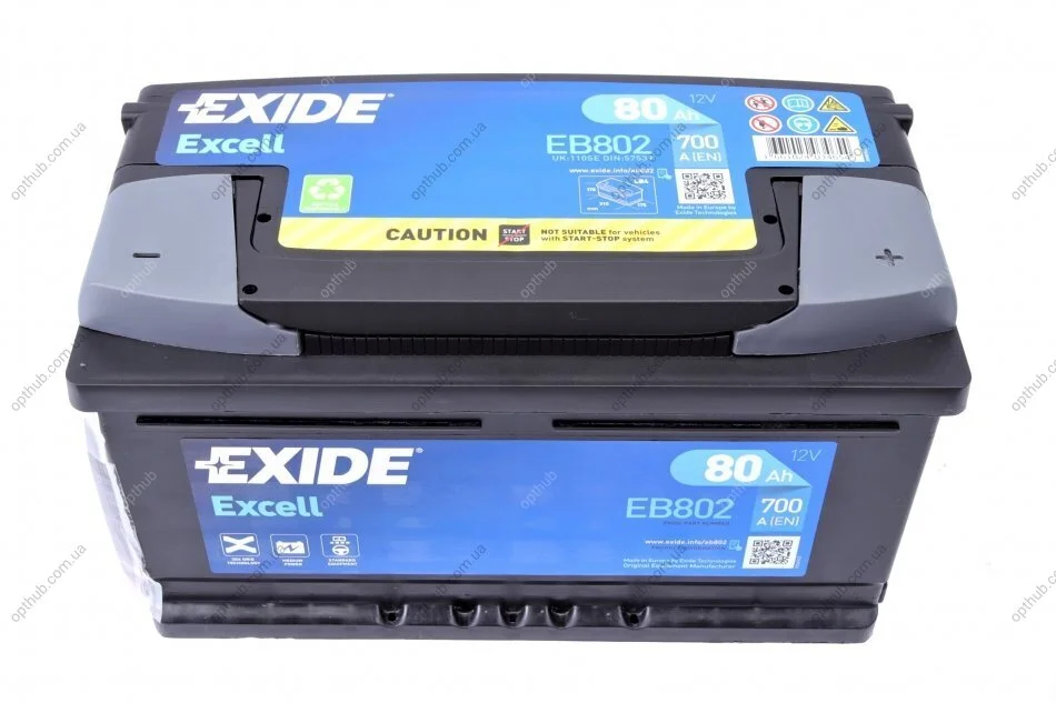 Аккумулятор 80Ah-12v Exide EXCELL(315х175х175),R,EN700 EXIDE EB802 (фото 1)