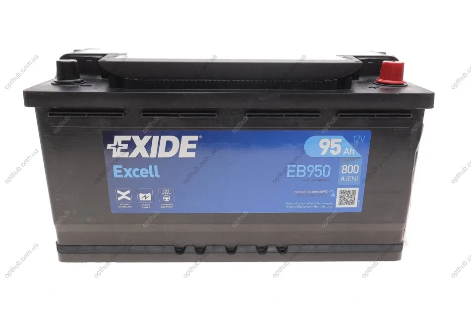 Акумулятор 95Ah-12v Exide EXCELL (353х175х190), R, EN800 EXIDE EB950 (фото 1)