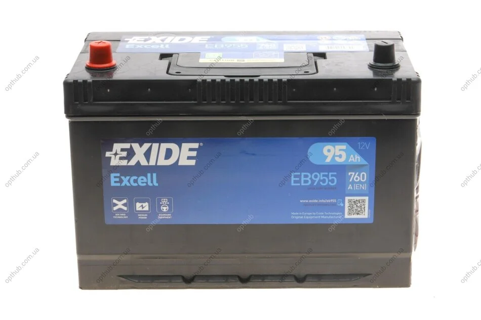 Акумуляторна батарея 95Ah/760A (306x173x222/+L/B1) Excell (Азия) UA63 EXIDE EB955 (фото 1)