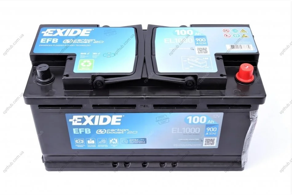Акумулятор 100Ah-12v Exide EFB (353х175х190), R, EN900 EXIDE EL1000 (фото 1)