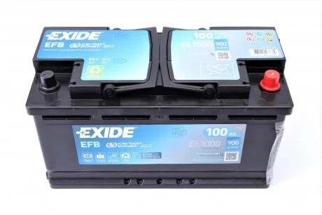 Акумулятор 100Ah-12v Exide EFB (353х175х190), R, EN900 EXIDE EL1000