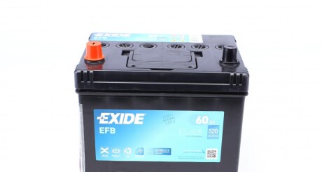 Акумуляторна батарея 60Ah/520A (230x173x222/+L/B00) (Start-Stop EFB) Азия UA63 EXIDE EL605