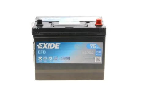 Акумуляторна батарея 75Ah/750A (270x173x222/+R/B0) (Start-Stop EFB) Азія UA63 EXIDE EL754