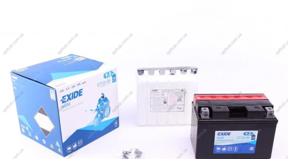 Акумулятор 9,5Ah-12v Exide AGM (150х87х105) L, EN130 C.I.U EXIDE ET12A-BS (фото 1)