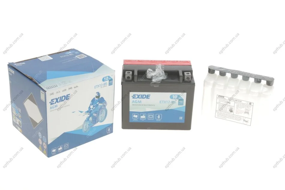 Акумулятор 10Ah-12v Exide AGM (150х87х130) L, EN150 EXIDE ETX12-BS (фото 1)
