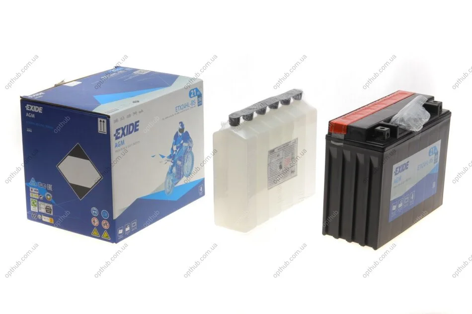 Акумулятор 21Ah-12v Exide AGM (205х90х162) R, EN350 EXIDE ETX24HL-BS (фото 1)