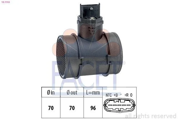 Расходомер воздуха (5 конт.) Combo 1.7Di/DTi 01- (48/55kw) (10.1155) Facet FACET 101155 (фото 1)