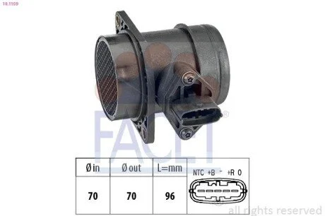 Витратомір повітря (5 конт.) FIAT MAREA/MULTIPLA/LADA 1.3-2.4D 87-10 (10.1159) Facet FACET 101159