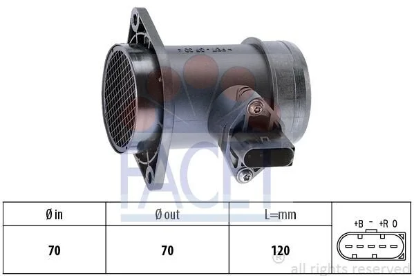 Витратомір повітря Audi A6 (C5) (97-04)/Volkswagen Passat B5 (96-05) (10.1192) Facet FACET 101192 (фото 1)