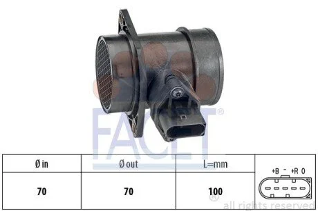 Витратомір повітря (5 конт.) SKODA SUPERB/VW PASSAT 1.8 00-08 (10.1212) Facet FACET 101212